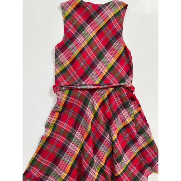 Lauren Ralph Lauren Pink Multi Plaid Crinkle Cotton Sleeveless Dress Size 8 NWT - Picture 7 of 12